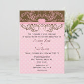 Invitation Réception de mariage rose et Brown (Debout devant)