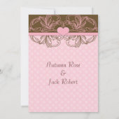 Invitation Réception de mariage rose et Brown (Dos)