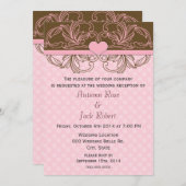Invitation Réception de mariage rose et Brown (Devant / Derrière)