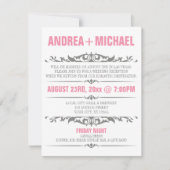 Invitation Réception de mariage rose et gris seulement Invita (Devant)