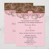 Invitation Réception de mariage rose et marron adorable (Devant / Derrière)