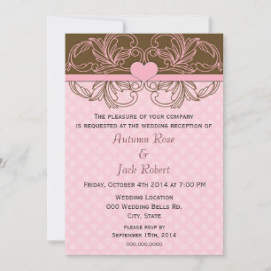 Invitation Réception de mariage rose et marron adorable