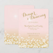 Invitation Réception de mariage rose et or pailleté (Devant / Derrière)