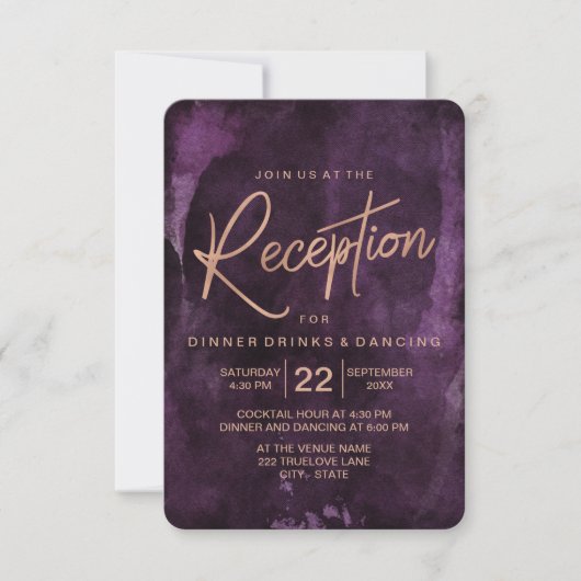 Invitation Réception de mariage Rose et violet foncé (Devant)