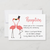 Invitation Réception de mariage rose flamants - Été tropical (Devant)