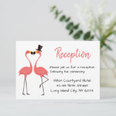 Invitation Réception de mariage rose flamants - Été tropical (Debout devant)