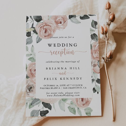 Invitation Réception de mariage Rose Géométrique Classique Ro