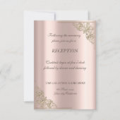 Invitation Réception de mariage Rose Gold Cadre Or Élégant (Devant)