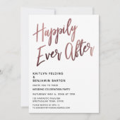 Invitation Réception de mariage Rose Gold Happily Ever After (Devant)