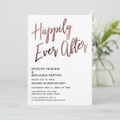 Invitation Réception de mariage Rose Gold Happily Ever After (Debout devant)