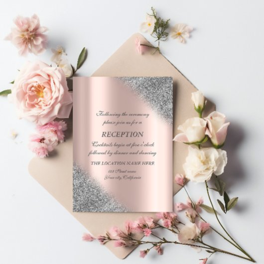 Invitation  Réception de mariage Rose Gold ombre pailleté arg