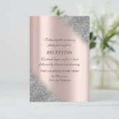 Invitation  Réception de mariage Rose Gold ombre Paillettes A (Debout devant)