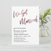 Invitation Réception de mariage rose gold pour les jeunes mar (Debout devant)