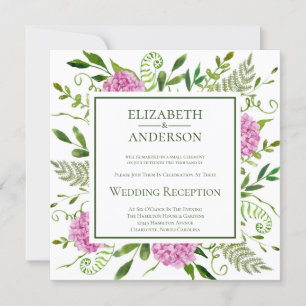 Invitation Réception de mariage rose Hydrangea