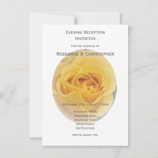 Invitation Réception de mariage rose jaune (Devant)