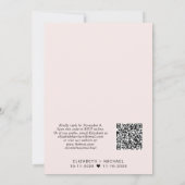 Invitation Réception de mariage rose minimal moderne QR Code (Dos)