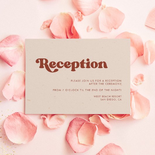 Invitation Réception de mariage rose pêche rétro chic