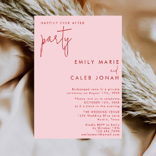 Invitation Réception de mariage rose rouge pour toujours