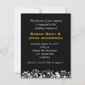 Invitation Réception de mariage rose rouge sur fond noir (Dos)