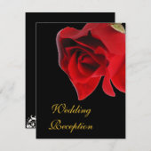 Invitation Réception de mariage rose rouge sur fond noir (Devant / Derrière)