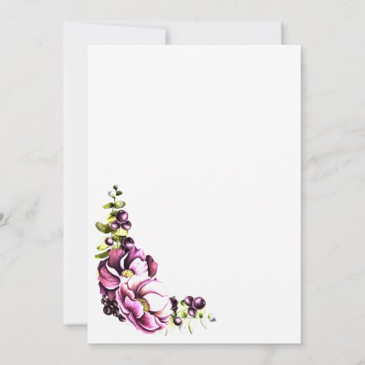 Invitation Réception de mariage rose rustique (Dos)