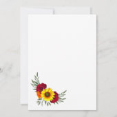 Invitation Réception de mariage Rose Tournesol Cadre Doré (Dos)