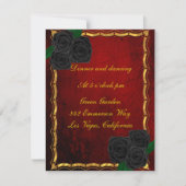 Invitation Réception de mariage Roses noires gothiques Sang R (Devant)