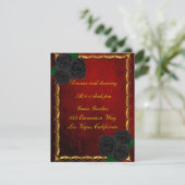 Invitation Réception de mariage Roses noires gothiques Sang R (Debout devant)