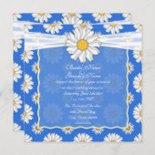 Invitation Réception de mariage Royal Blue and White Floral (Devant / Derrière)