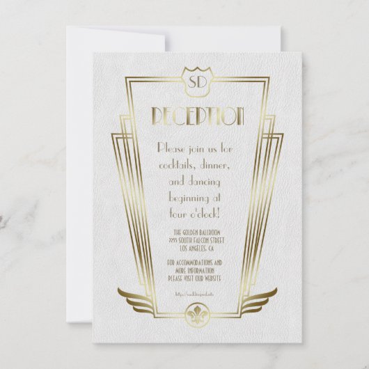 Invitation Réception de mariage Royal Gold Art Déco Monogramm (Devant)
