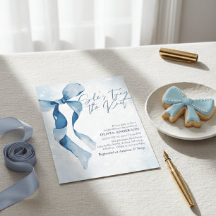Invitation Réception de mariage Ruban Bleu Elle Noue le Nœud