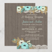 Invitation Réception de mariage rustique au BBQ avec floral s (Devant / Derrière)