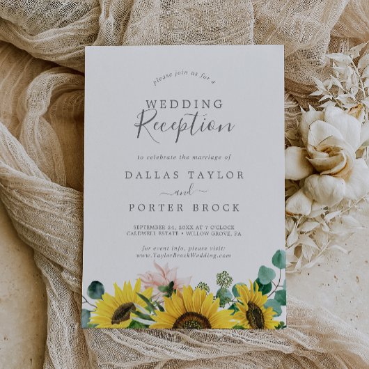 Invitation Réception de mariage rustique au tournesol eucalyp