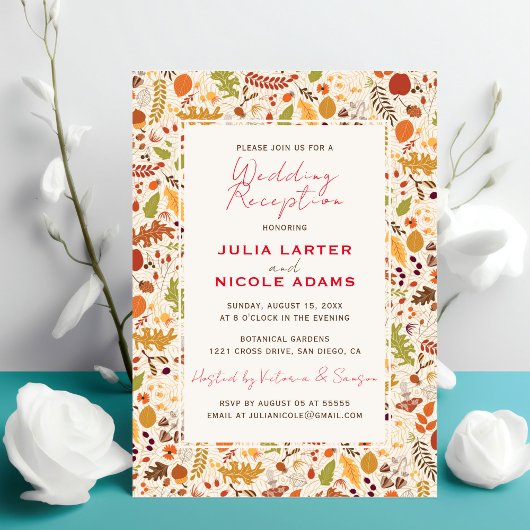 Invitation Réception de mariage rustique automnal Boho