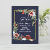 Invitation Réception de mariage Rustique Automne Marsala Flor (Debout devant)