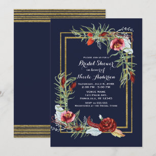 Invitation Réception de mariage Rustique Automne Marsala Flor