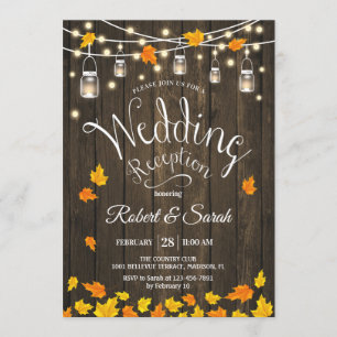 Invitation Réception de mariage rustique aux lumières de bois