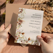Invitation Réception de mariage rustique avec fleurs champêtr