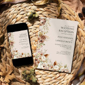 Invitation Réception de mariage rustique avec fleurs champêtr
