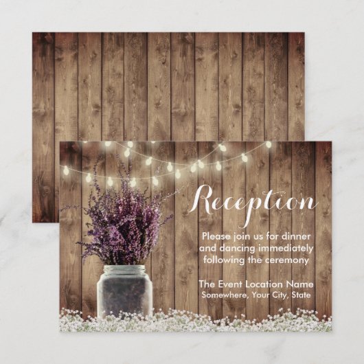 Invitation Réception de mariage rustique avec jarres en poter (Devant / Derrière)