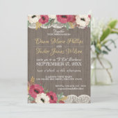 Invitation Réception de mariage rustique BBQ Floral Bourgogne (Debout devant)