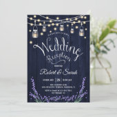 Invitation Réception de mariage rustique - Bleu Bois Lavande (Debout devant)