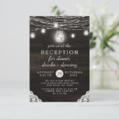 Invitation Réception de mariage Rustique Bois & Dentelle à Oa (Debout devant)