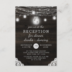 Invitation Réception de mariage Rustique Bois & Dentelle à Oa