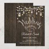 Invitation Réception de mariage Rustique Bois & Lumières (Devant / Derrière)