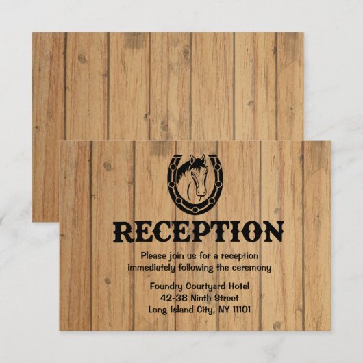 Invitation Réception de Mariage Rustique Cheval Occidental en (Devant / Derrière)