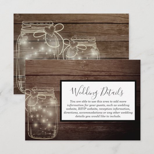 Invitation Réception de mariage rustique en bois avec pot Mas (Devant / Derrière)