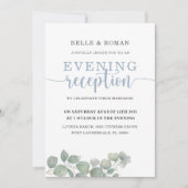 Invitation Réception de mariage rustique Eucalyptus Bleu (Devant)