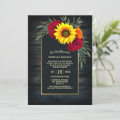 Invitation Réception de mariage Rustique Fleur de Tournesol e (Debout devant)