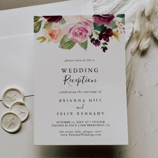 Invitation Réception de mariage rustique Floral Botanical Fol